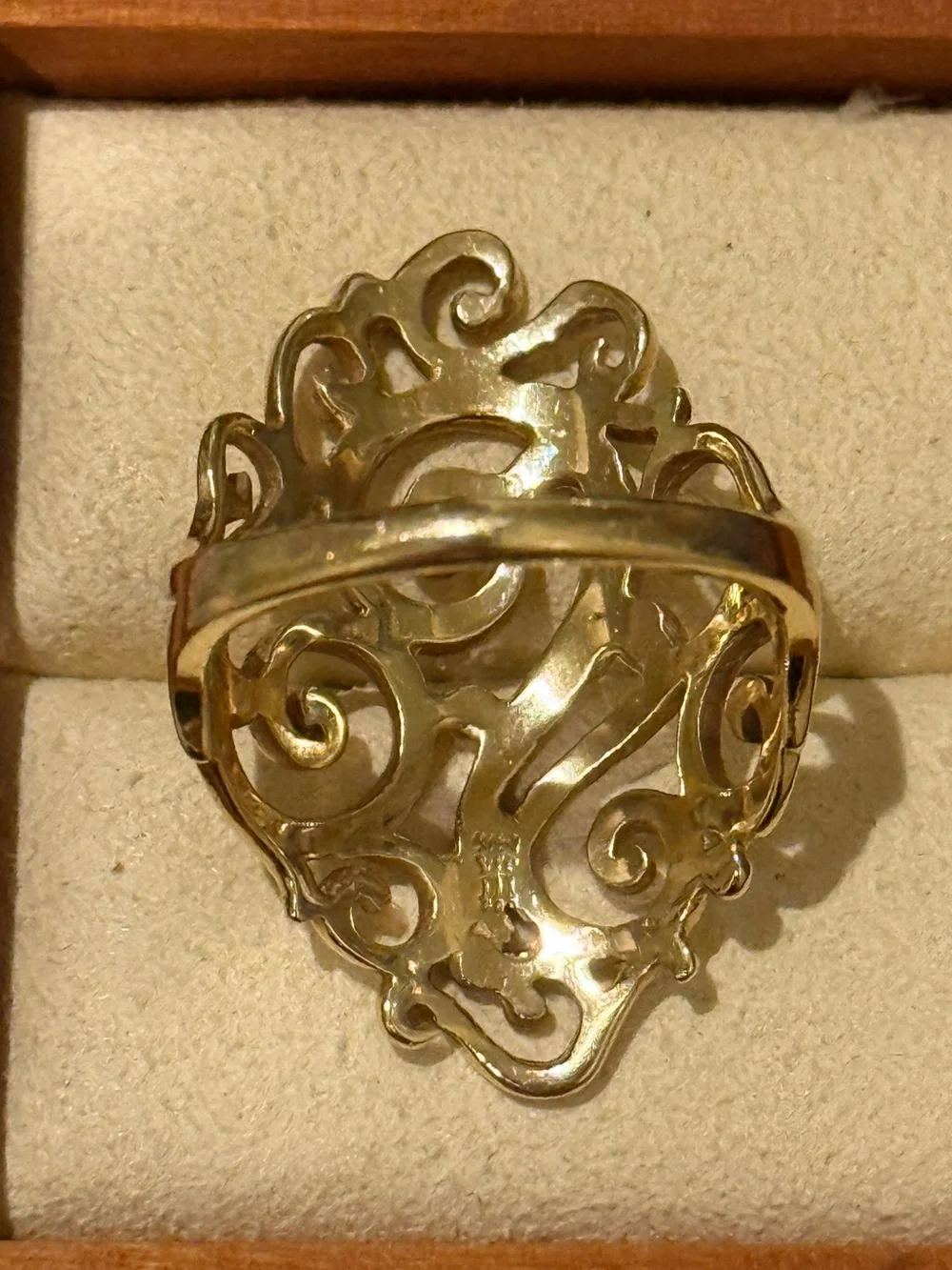 James Avery Sorrento  Long 14k Gold Swirl Filigree Ring Sz.8